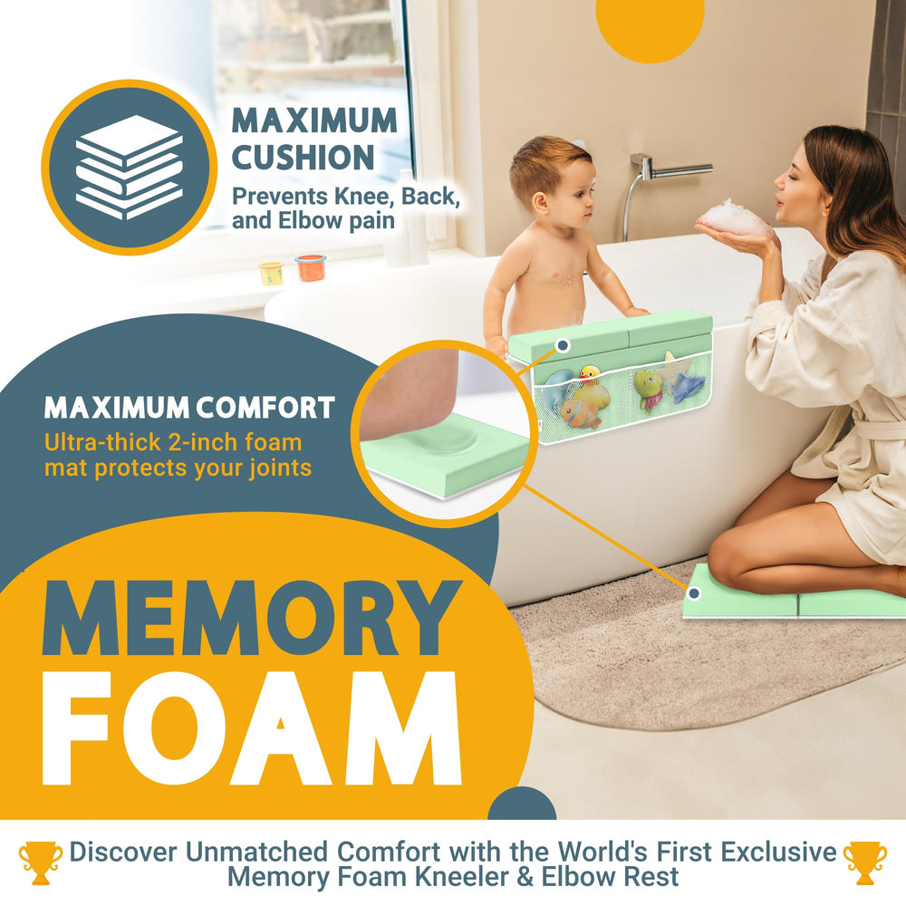 FluffyTub elbow rest pad close-up shows memory foam comfort for joints