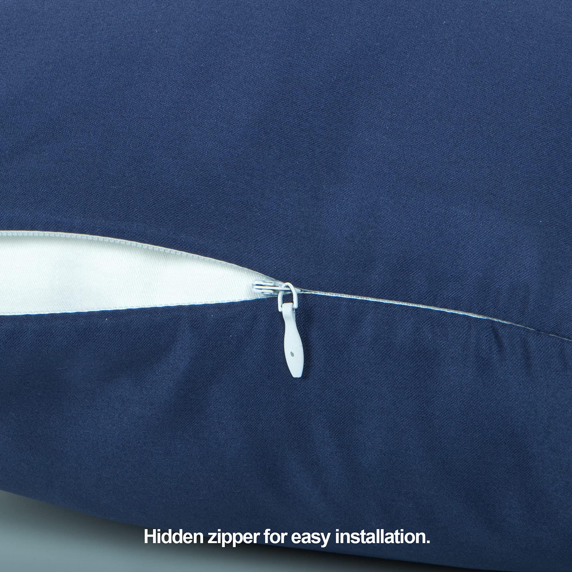 FLXXIE navy blue pillowcase on bed for a cozy year round look