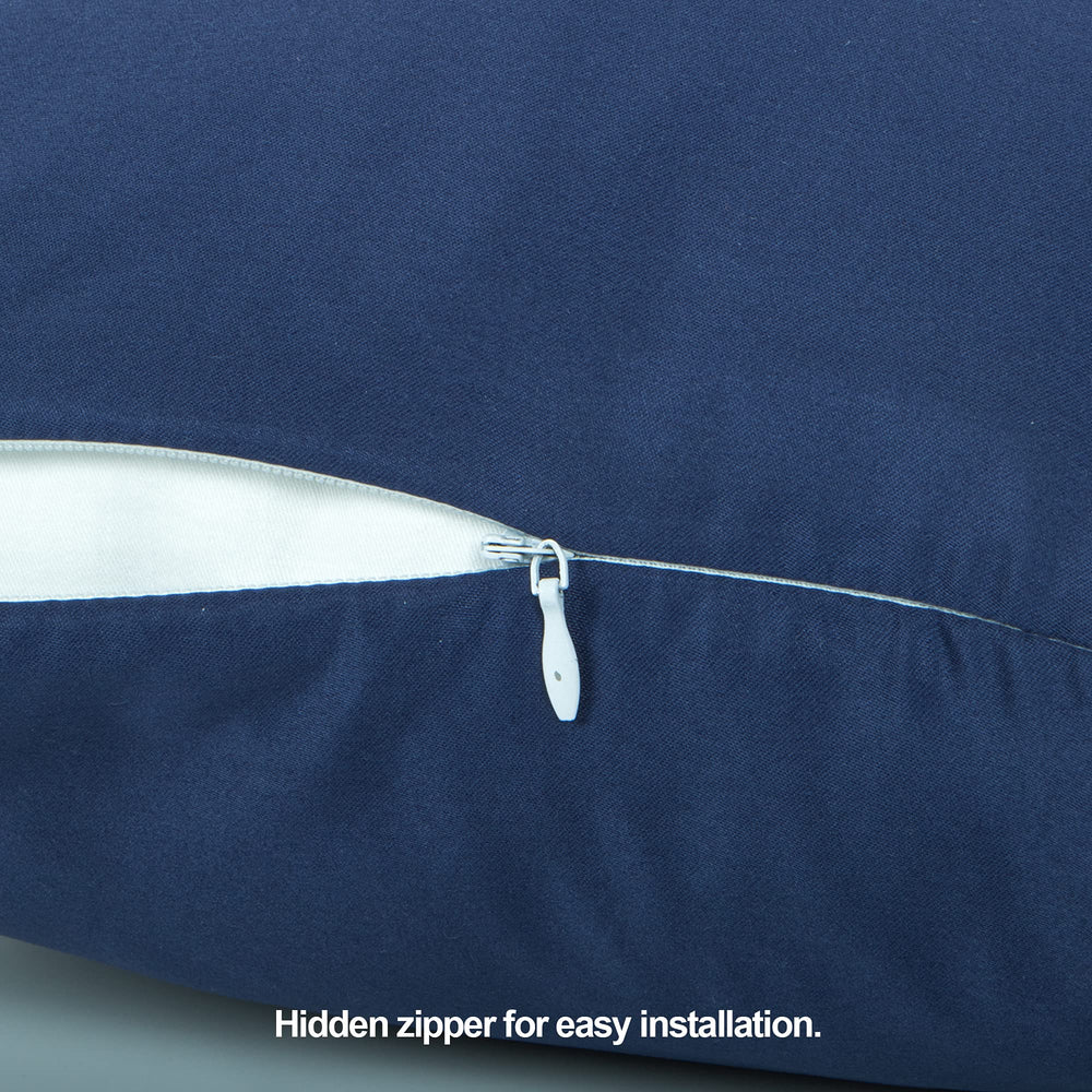 FLXXIE navy blue pillowcase on bed for a cozy year round look