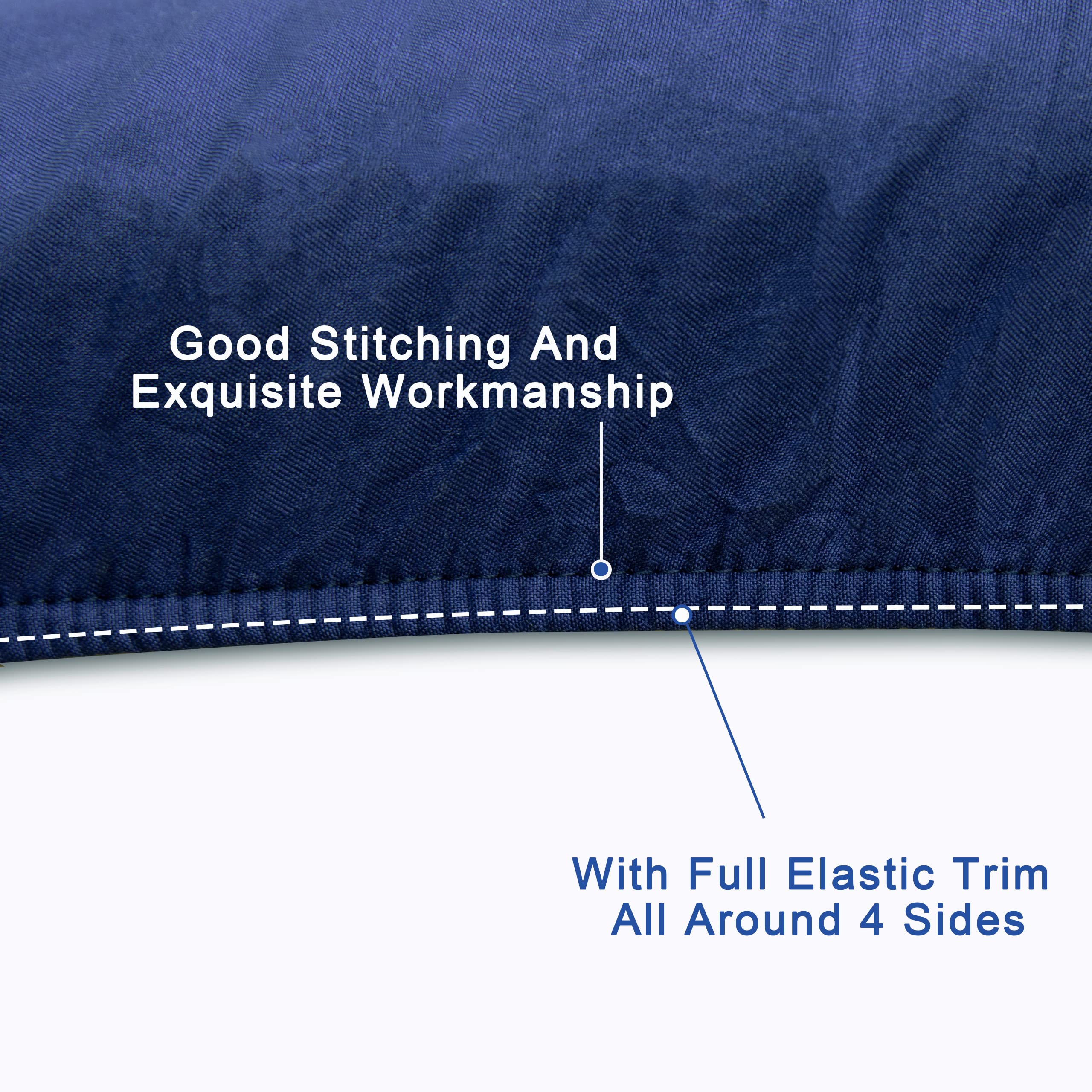 FLXXIE toddler bedding navy blue fitted sheet highlighting secure fit and year-round comfort.