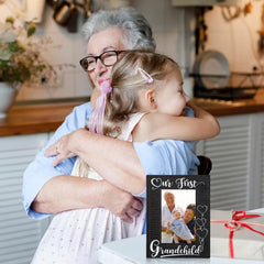 FLYAB first-time grandparents frame back view reveals velvet backing and stand