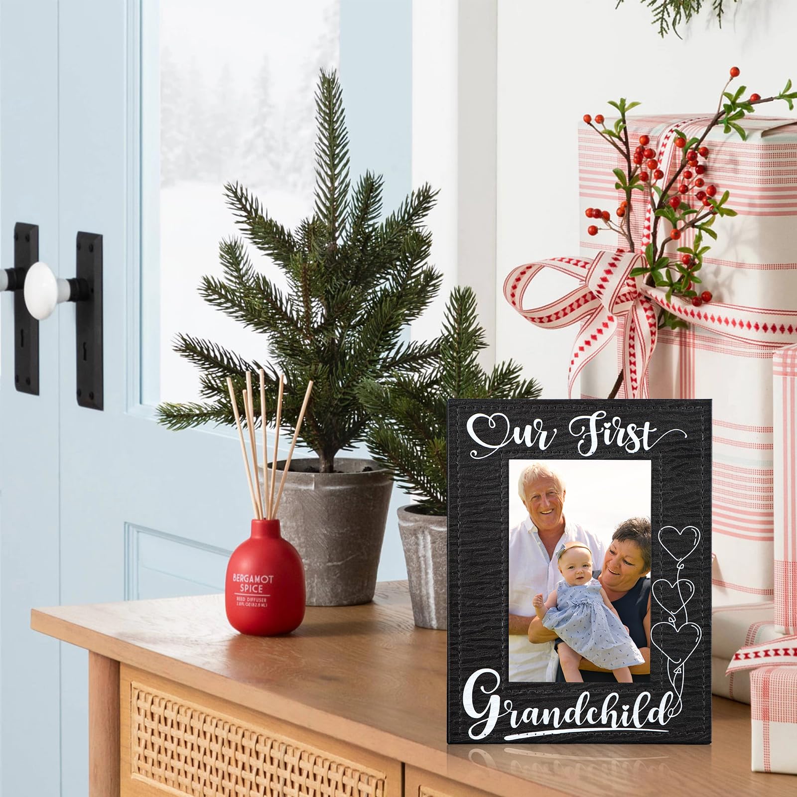 FLYAB first-time grandparents frame stand display demonstrates tabletop placement