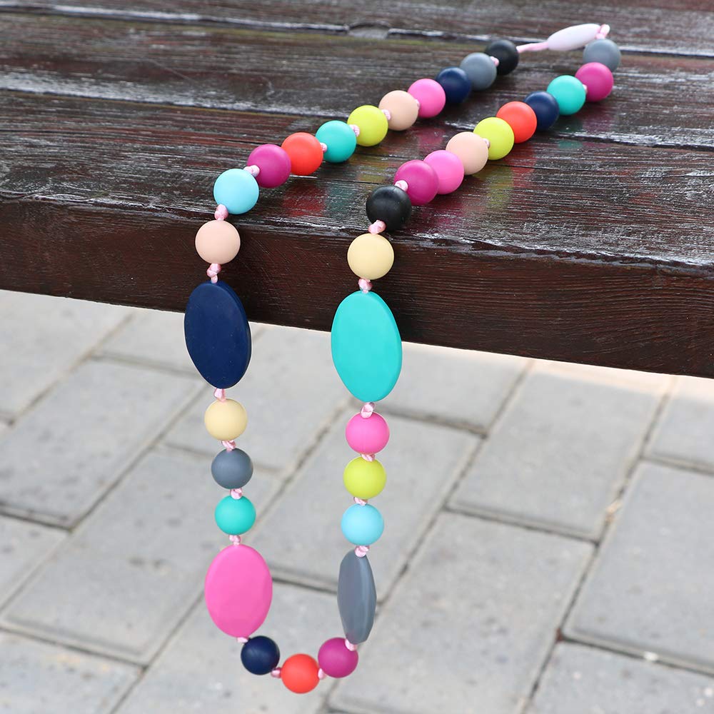 Flyaway chew-necklace adjustable-cord shows customizable length with safe breakaway design.