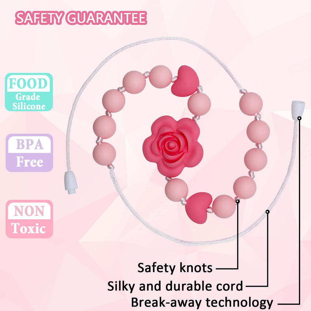 Flyaway chew necklace breakaway clasps enhance safety during active play