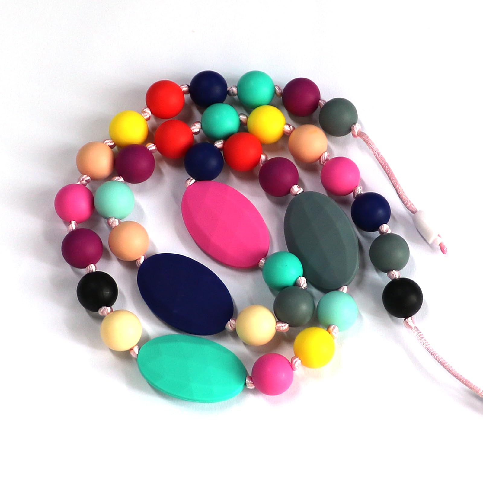 Flyaway chew-necklace breakaway-clasps demonstrates safety design and reduced choking risk.