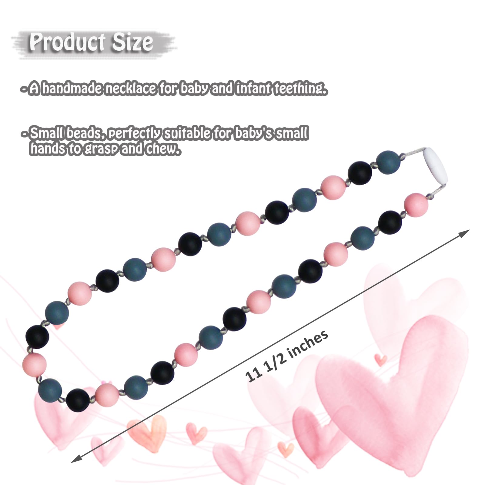Flyaway chew necklaces showing breakaway clasps for safety during active wear.