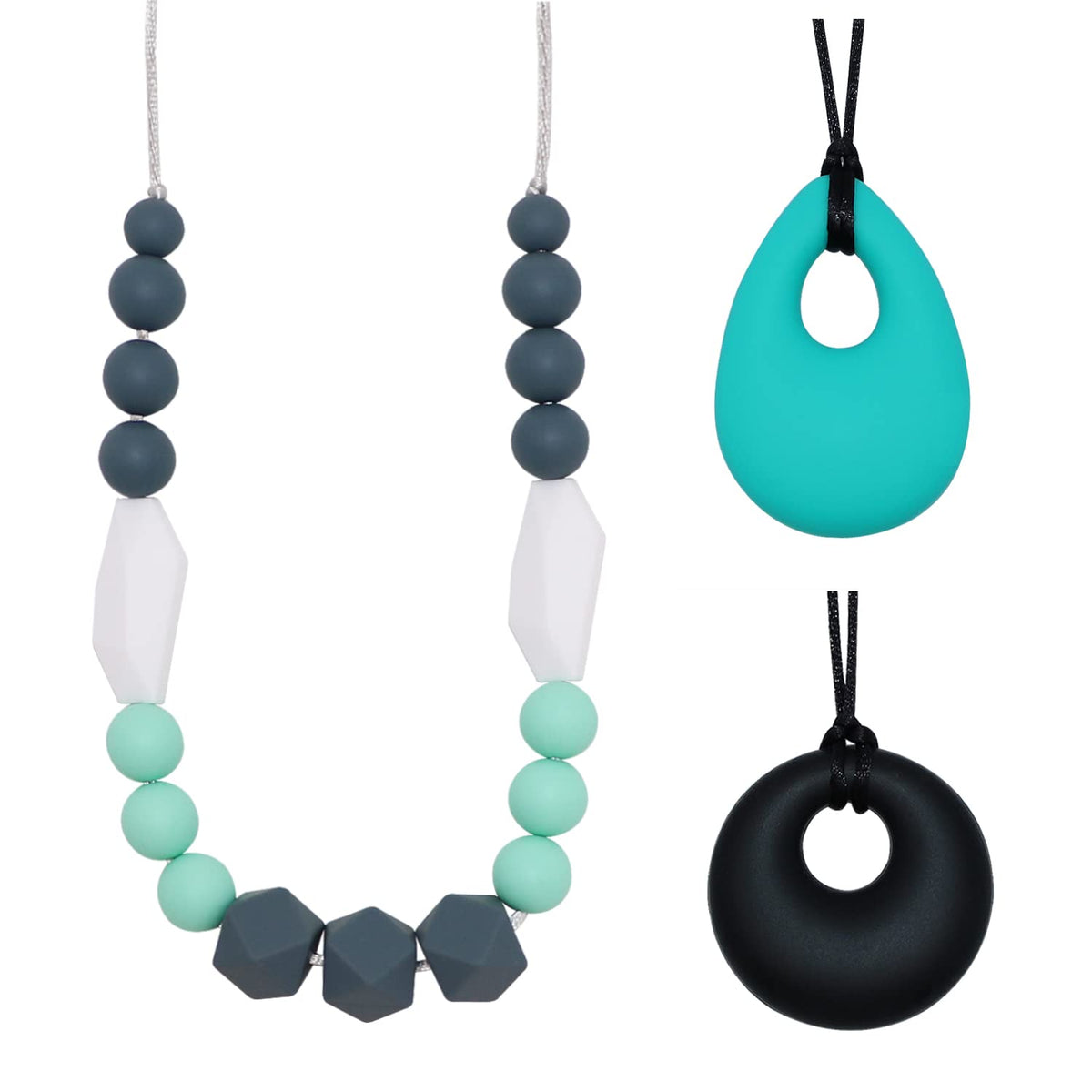 Flyaway sensory chew necklace silicone beads closeup supports focus and self-regulation