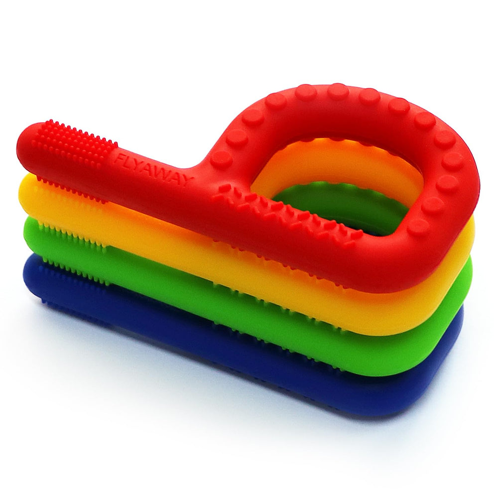 Flyaway sensory chew toys held by a child for calm focus