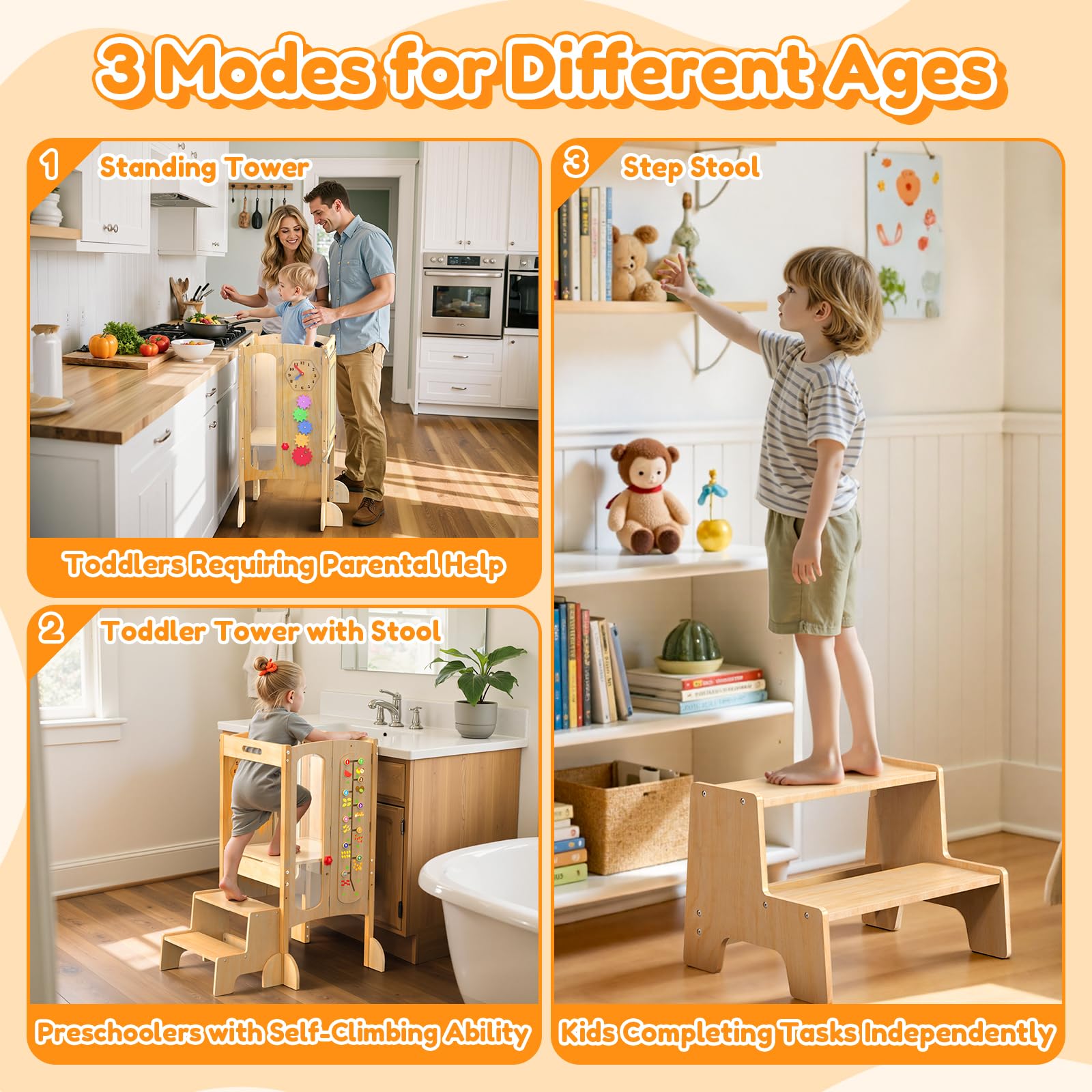 FlyingBoom two-step detachable stool ready for independent tasks.