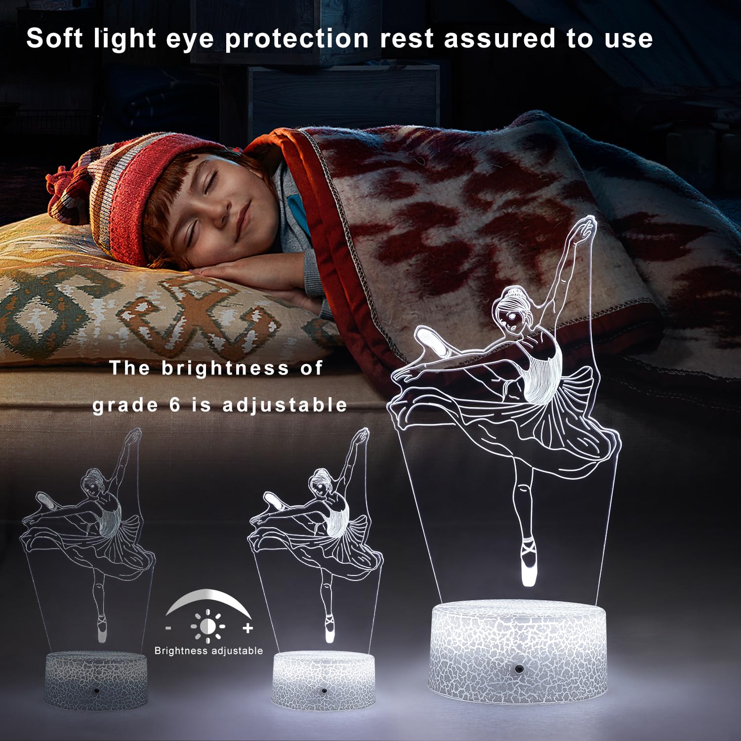 FlyonSea Ballet Night Light USB and battery power gives flexible kid-safe setup