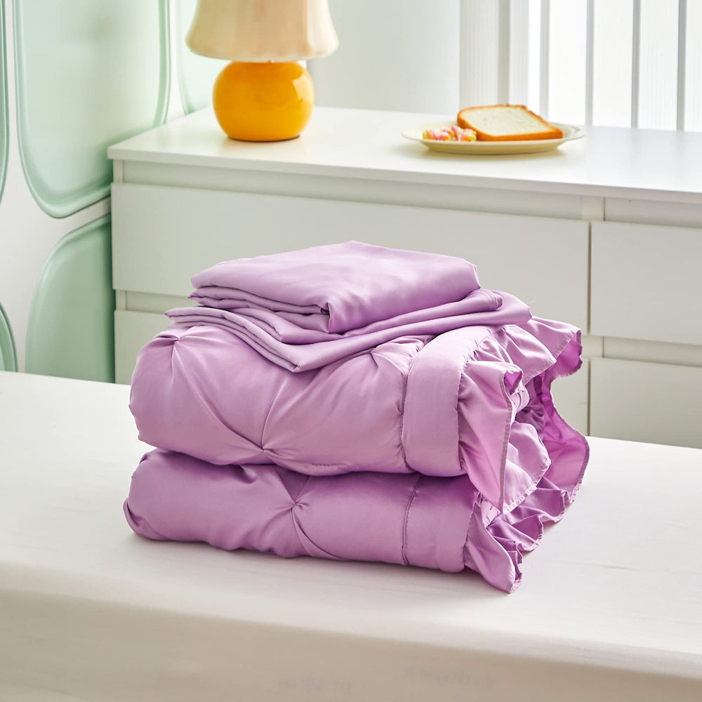 Flysheep purple color bedding brings vibrant, calming look to a kid's room