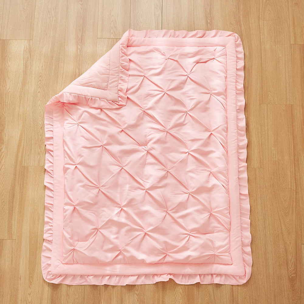 Flysheep toddler bedding ruffle fringe pink decorative room detail