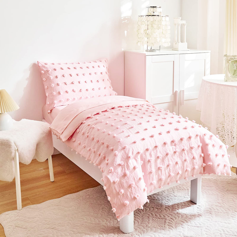Flysheep pink flat sheet with jacquard detail for a soft sleep surface