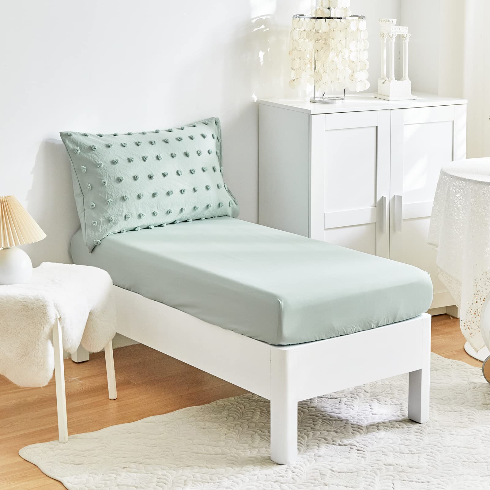 Flysheep tufted dots embroidery detail showcases jacquard texture and chic boho charm