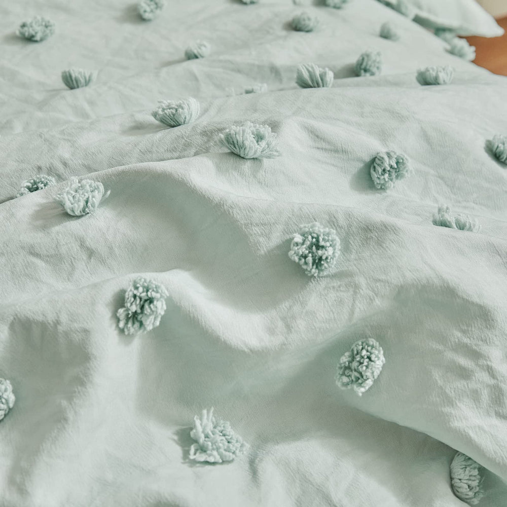 Flysheep tufted dots green pom-poms add decorative detail for kid rooms