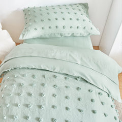 Flysheep tufted dots fitted sheet for snug toddler bed fit and durability