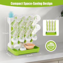 Flysich bottle drying rack side angle view highlights quick-drying design and ventilation