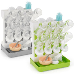 Flysich baby bottle drying rack top view shows compact two-pack design for counter organization