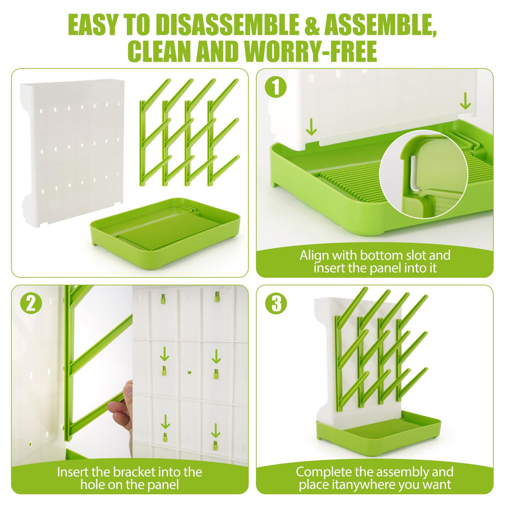 Flysich baby bottle rack with brush holders enables drying brushes and bottles together