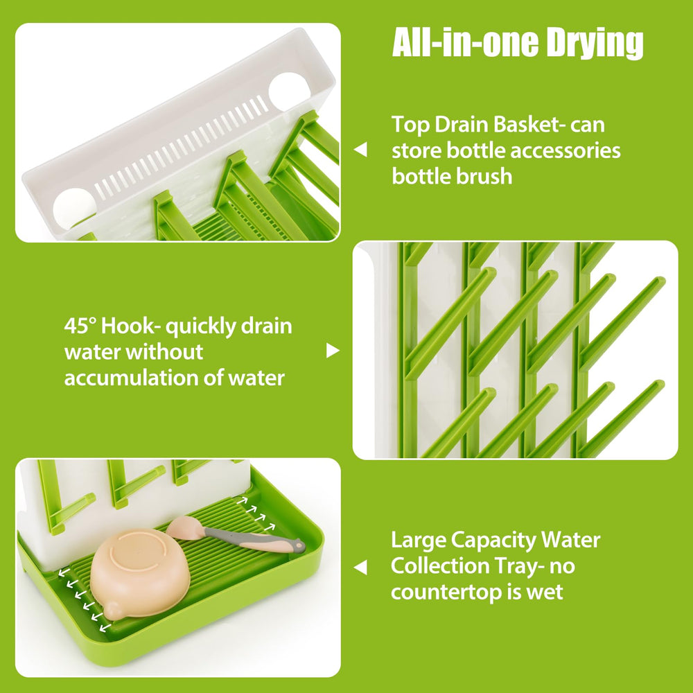Flysich drying rack back storage area keeps nipples and small parts neatly organized