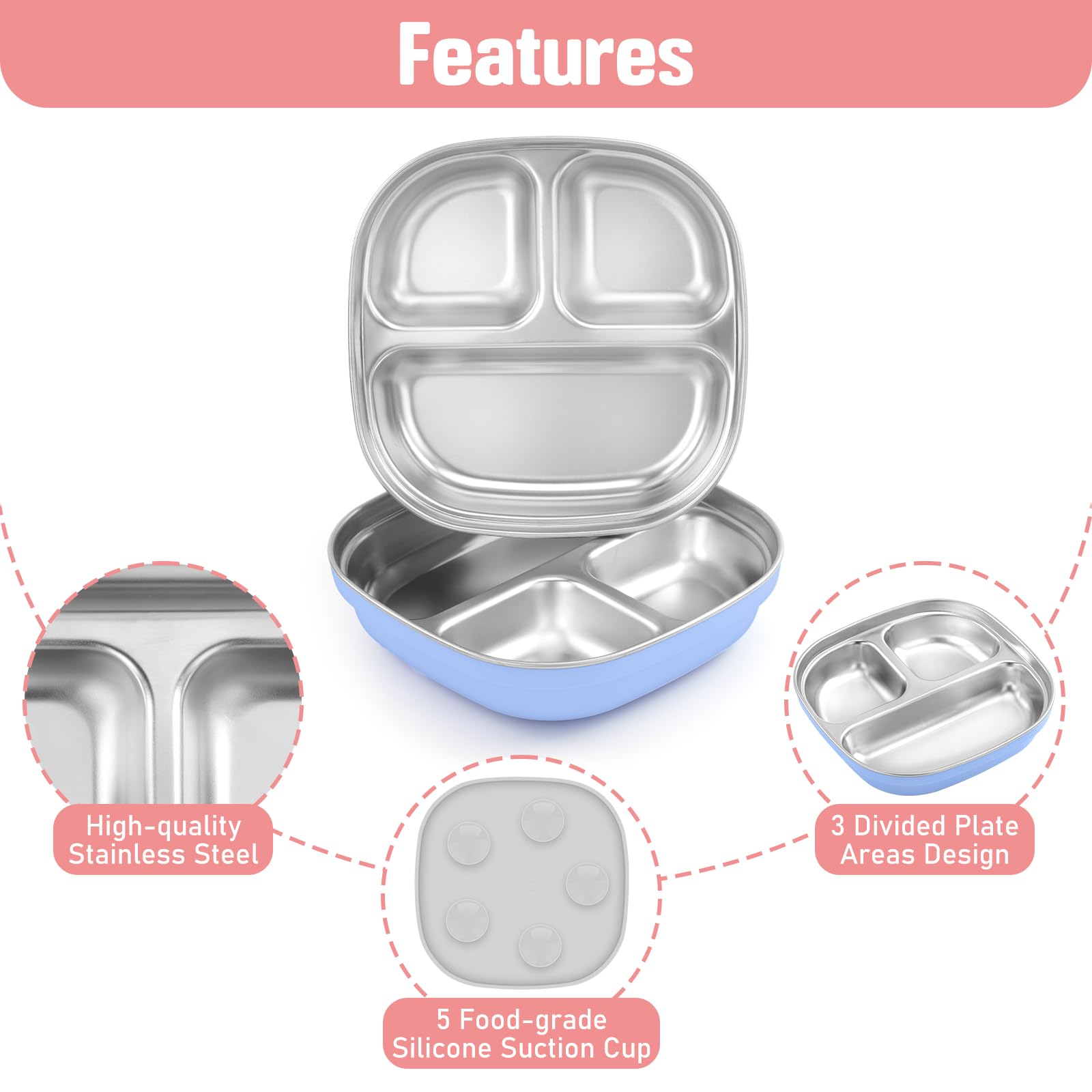 Flysich durable shatterproof steel plate designed for everyday use.