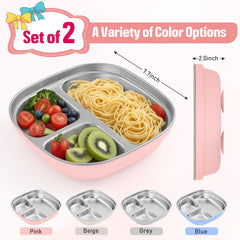 Flysich toddler plate divided sections guiding portion control for growing kids.