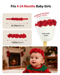 Fmeida adjustable headband keeps flowers in place for babies.