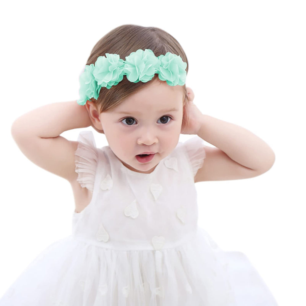 Fmeida baby girls headband in light green flower crown, ideal photography prop.