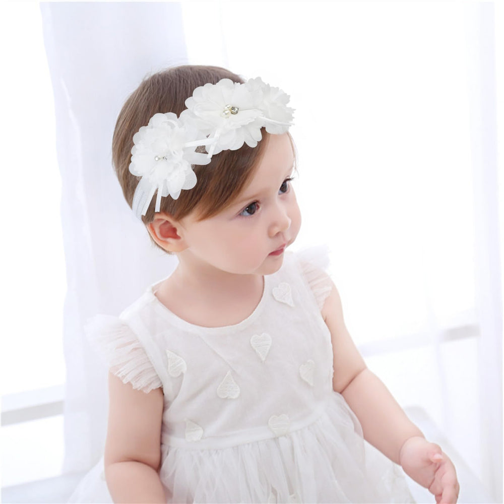 Fmeida skin-friendly headband cotton lace with flowers for gentle wear