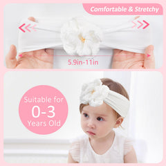 Fmeida nylon headband with big flower keeps style in place during playtime