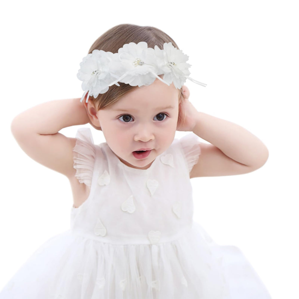 Fmeida flower headband baby white lace crown close-up for photo moments