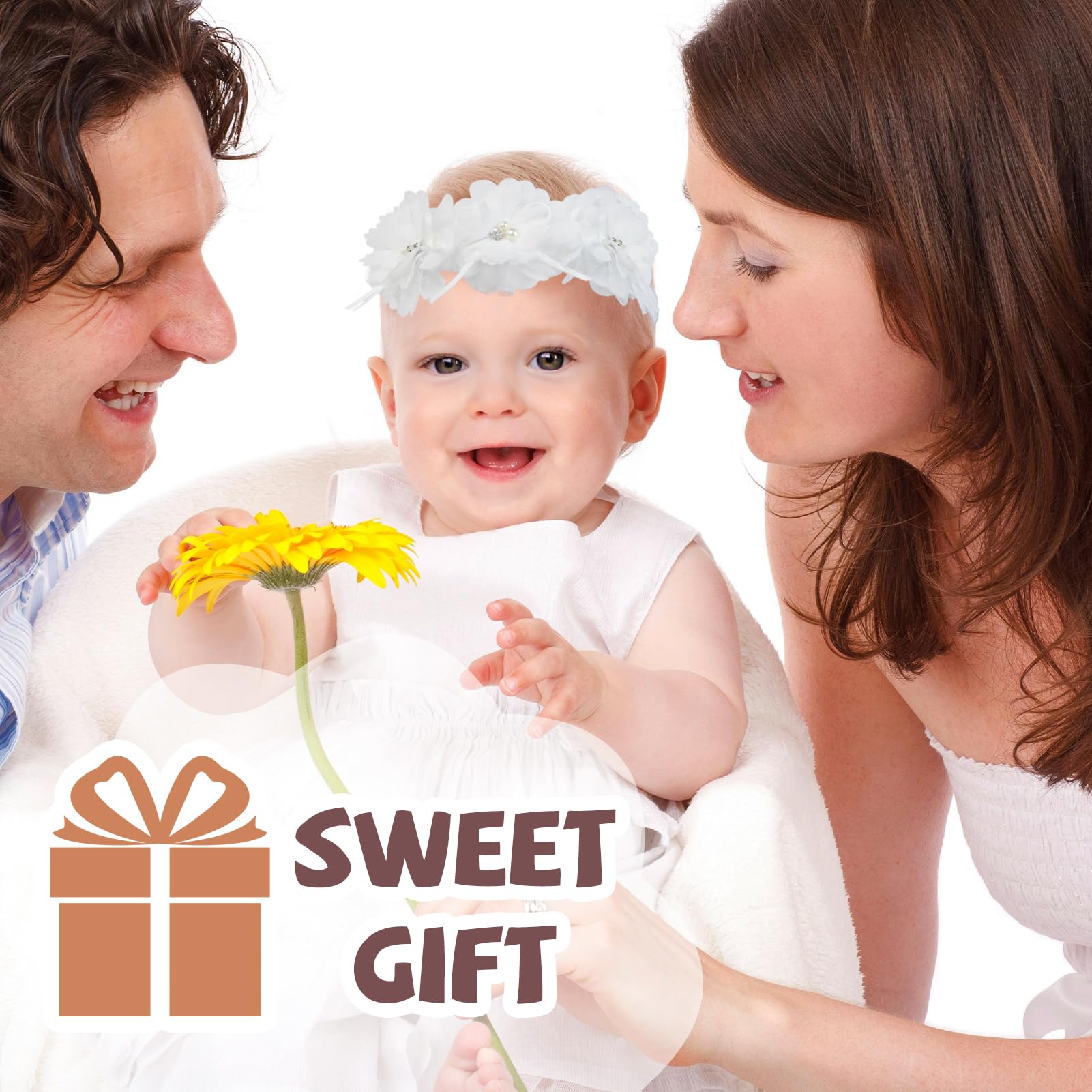 Fmeida gift-ready baby headband flower crown for showers