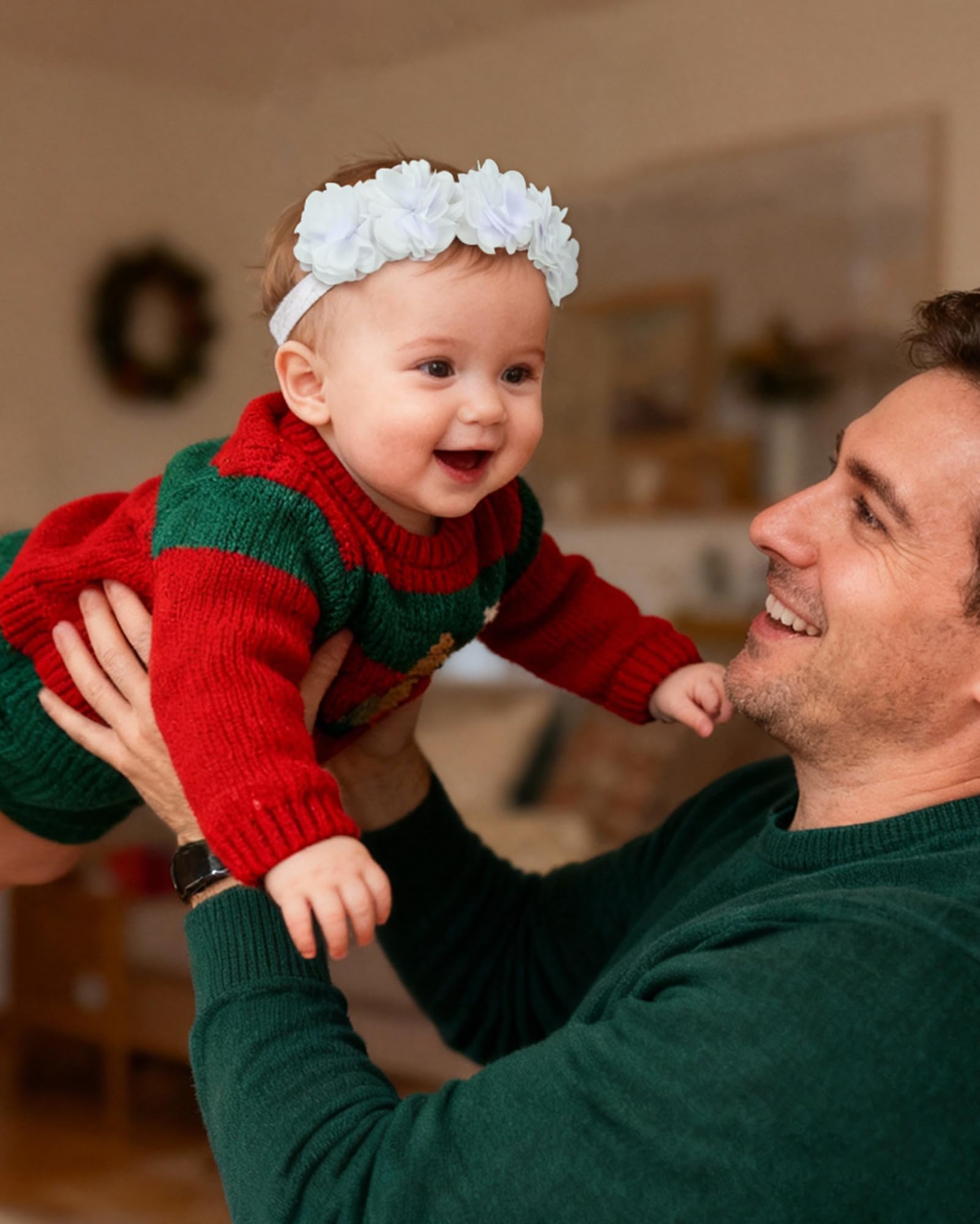 Fmeida photography prop headband on baby helps create timeless portraits.