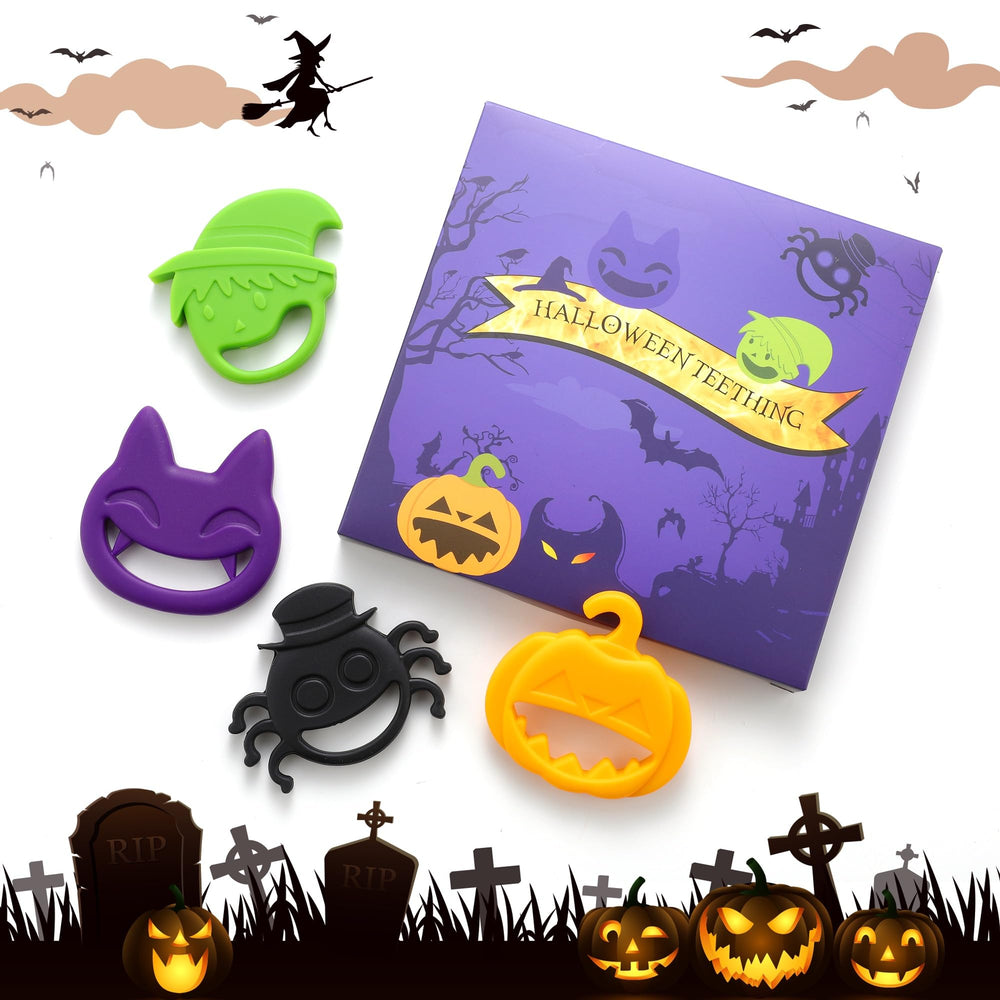 Fnayol Halloween teether Orange Pumpkin silicone for calming moments