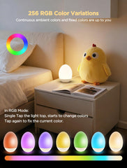 FNMYCO Egg Light rgb-mode demonstrates color-changing ambient lighting for calming nursery ambiance