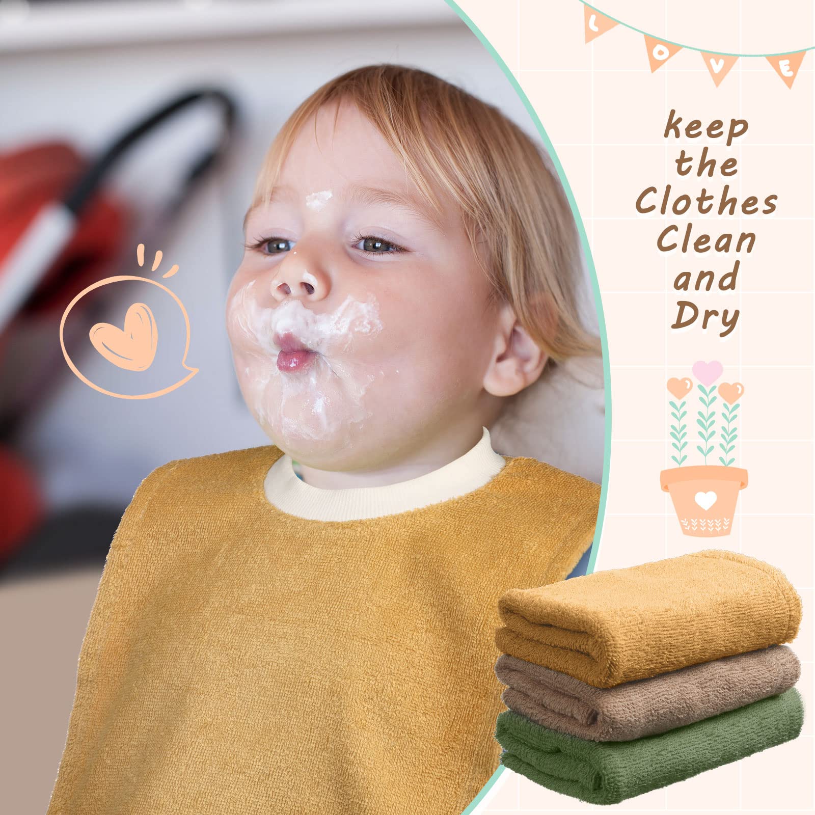 Foaincore baby bib sleeve-hole 5in diameter enables easy changes