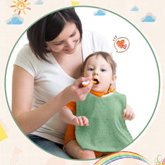 Foaincore bib demonstrates full coverage with a roomy neck hole.