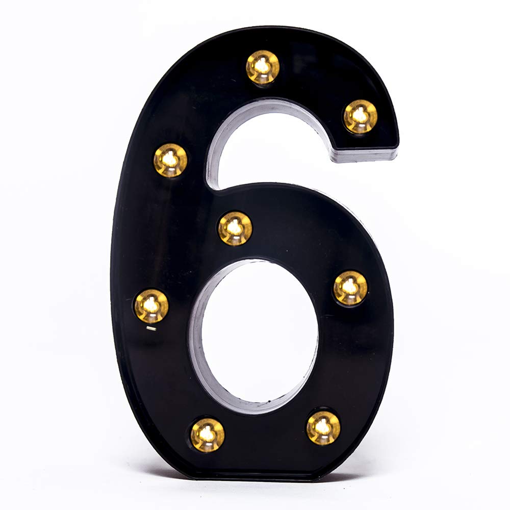Foaky black LED marquee number lights sign front view for stylish night-light decor