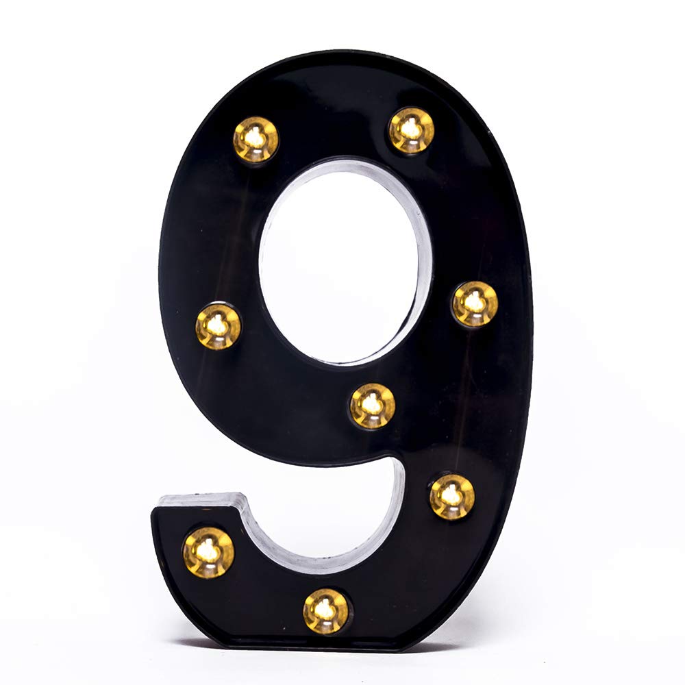 Foaky black LED marquee number sign front view with soft glow for events