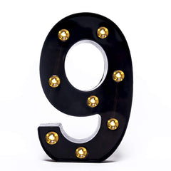 Foaky black LED marquee number sign front view with soft glow for events