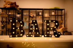 Foaky LED marquee number sign battery compartment accessible for quick setup