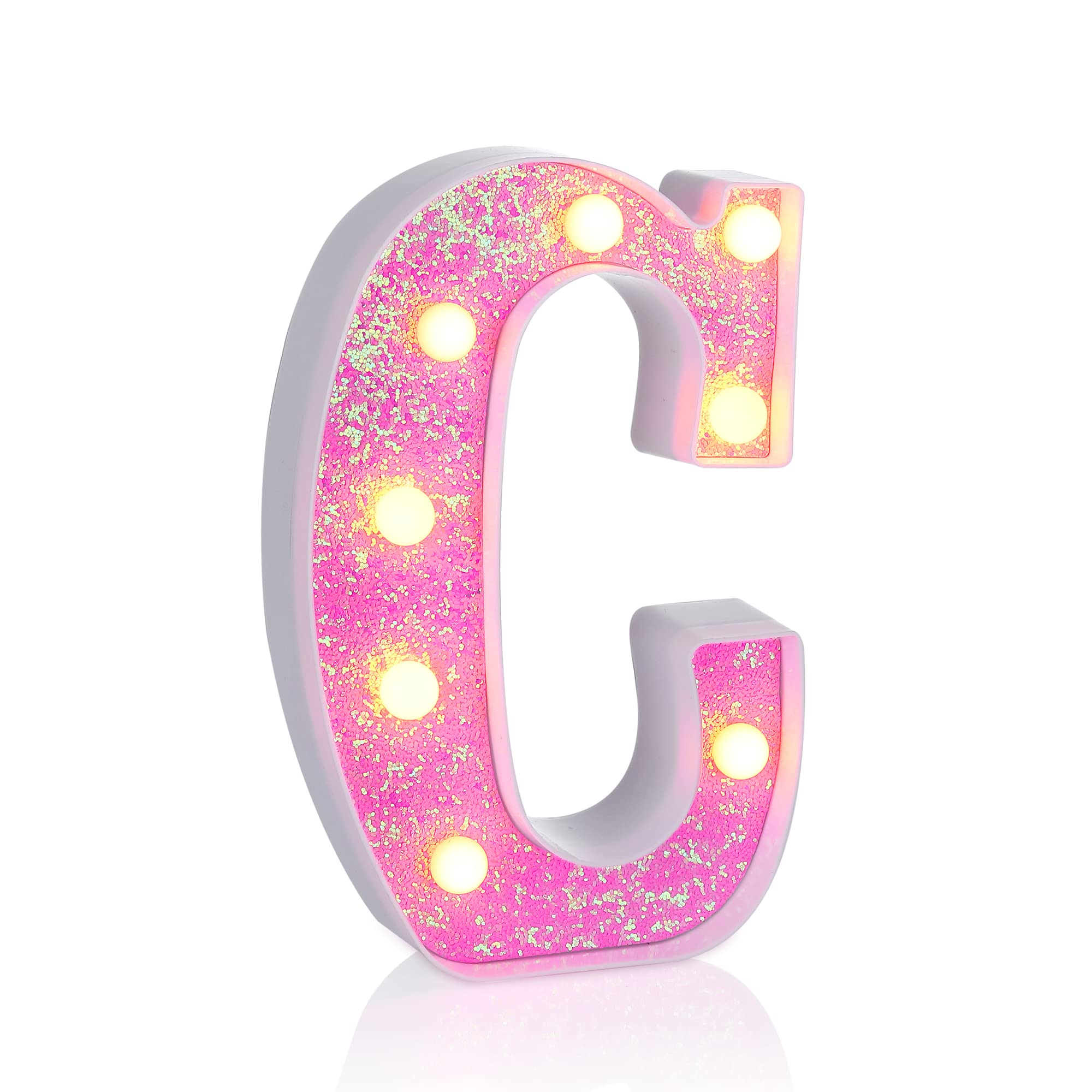 Foaky pink light up letters sign glowing for chic party decor.