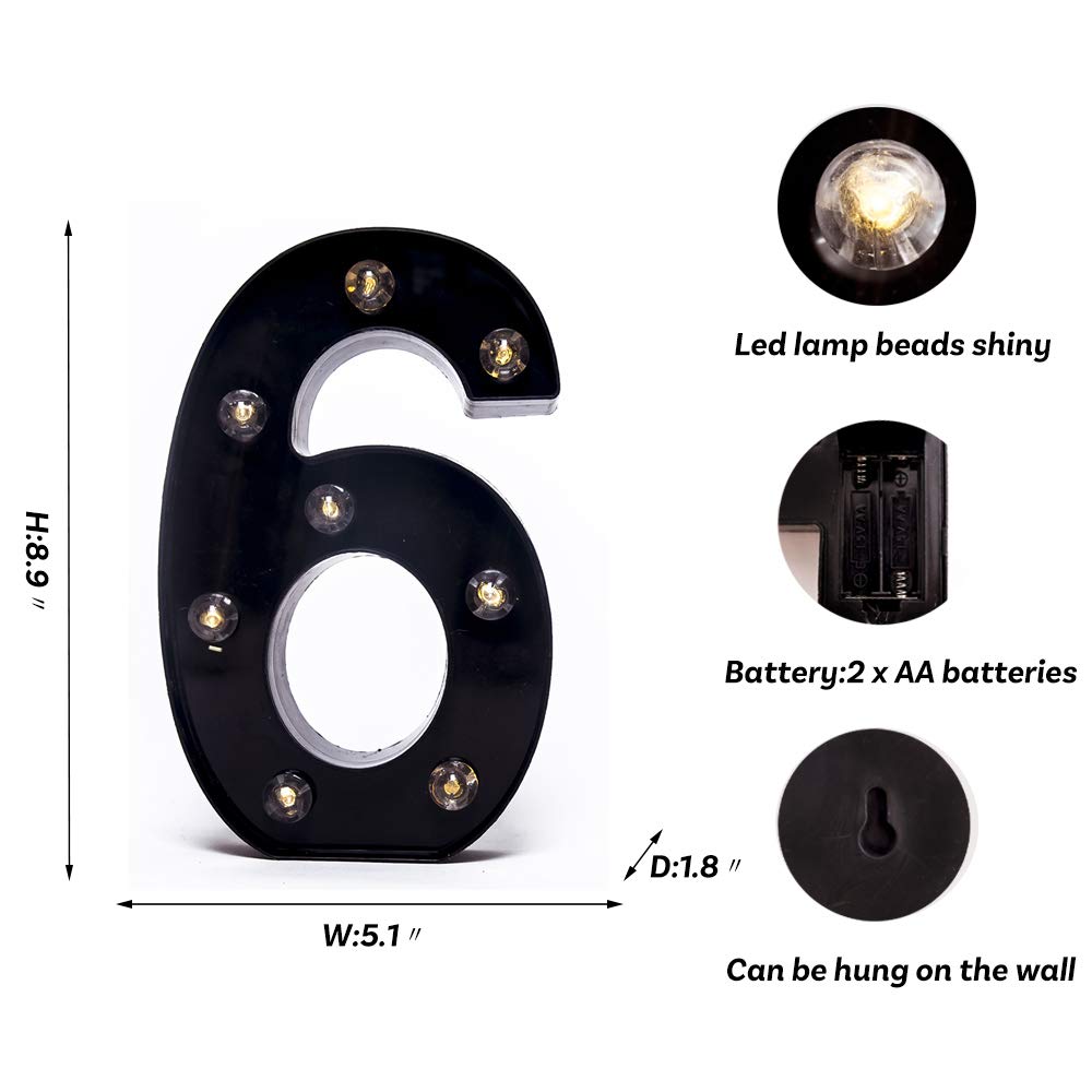 Foaky portable battery-powered marquee lights on table suitable for easy, plug-free celebration decor