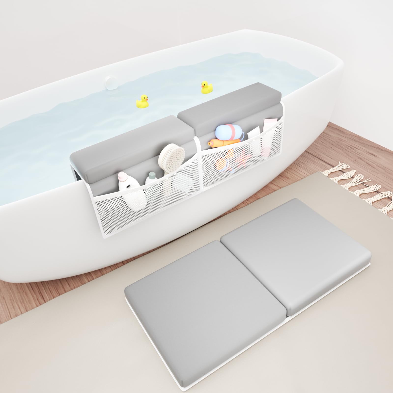 Foamagic bath kneeler grey-front reduces knee strain during baby bath