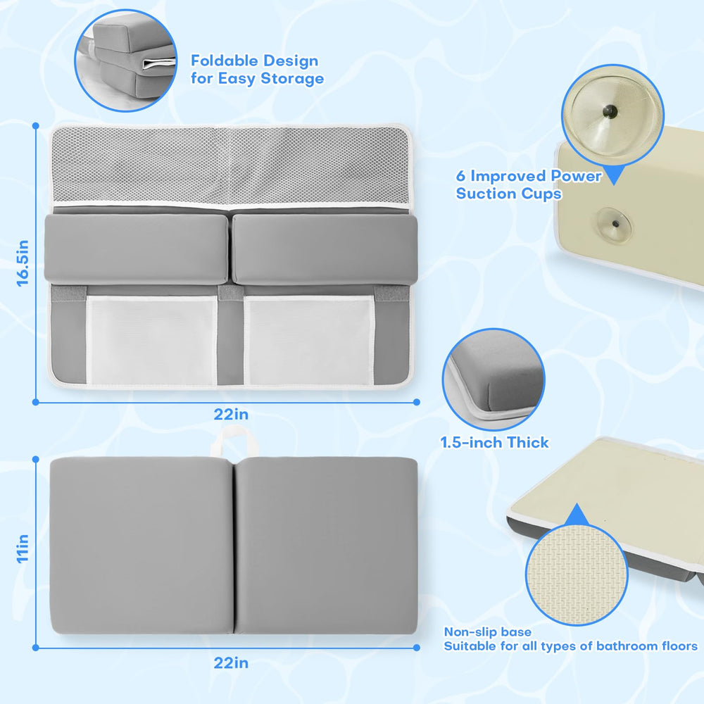Foamagic bath kneeler-storage-pocket keeps bath essentials within easy reach
