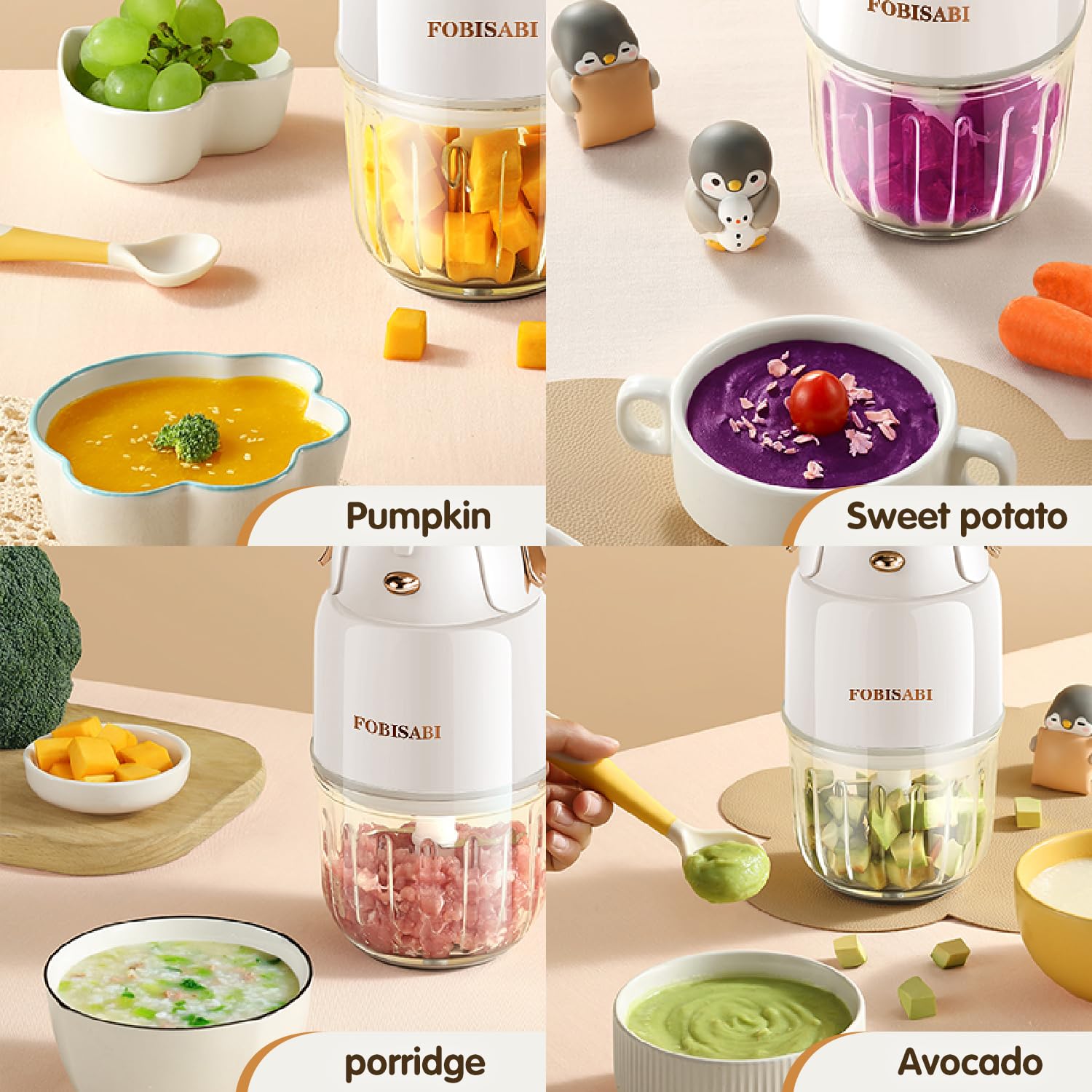 FOBISABI baby food maker quiet operation supporting nap time recipes.