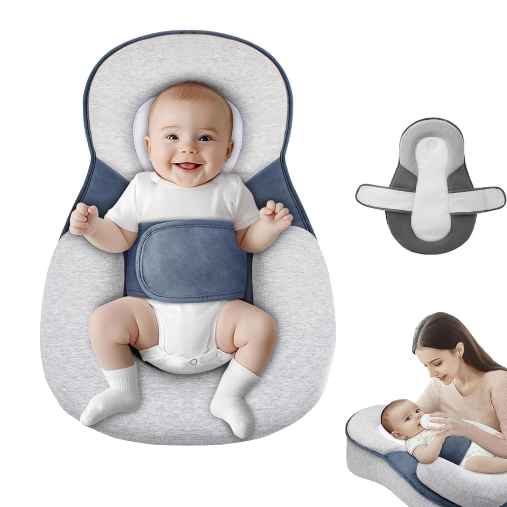 FOBSERD Baby Lounger Pillow shows ergonomic incline for comfortable feeding sessions.
