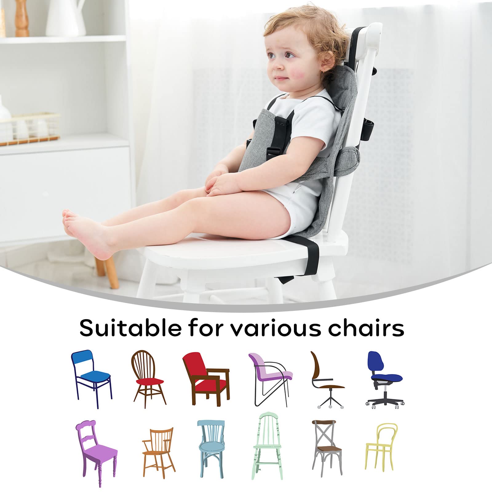 Focefec Baby Travel Harness Seat in-use for convenient dining out