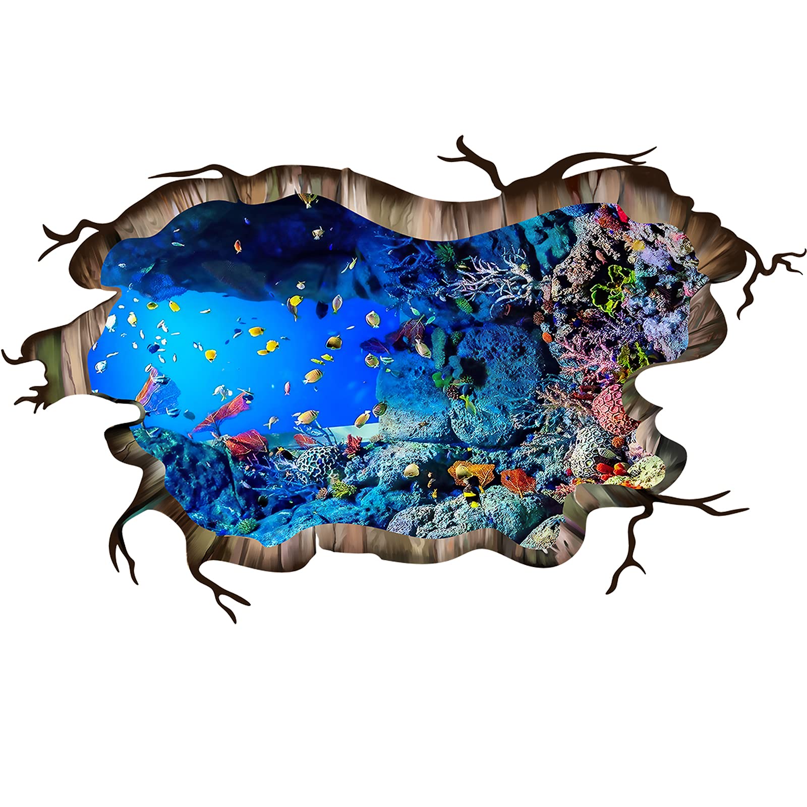 FODIENS 3D under-the-sea fish wall decal seabed scene boosts playful ocean vibes in any room.