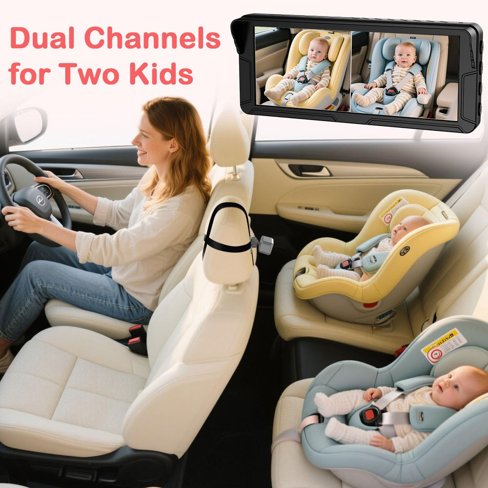 Fodkh 6.9-inch split-screen display delivering crisp backseat visibility